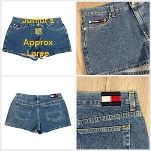 Junior’s Tommy Hilfiger 13 Large Denim Shorts Jeans Navy Blue Classic Logo EUC